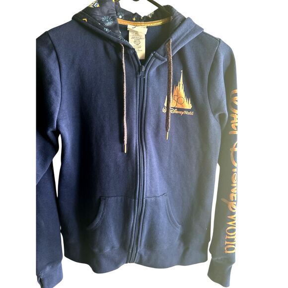 Disney World 50TH Anniversary Micky& Friends Castle Zip Hoodie Jacket Mediu - Picture 1 of 4